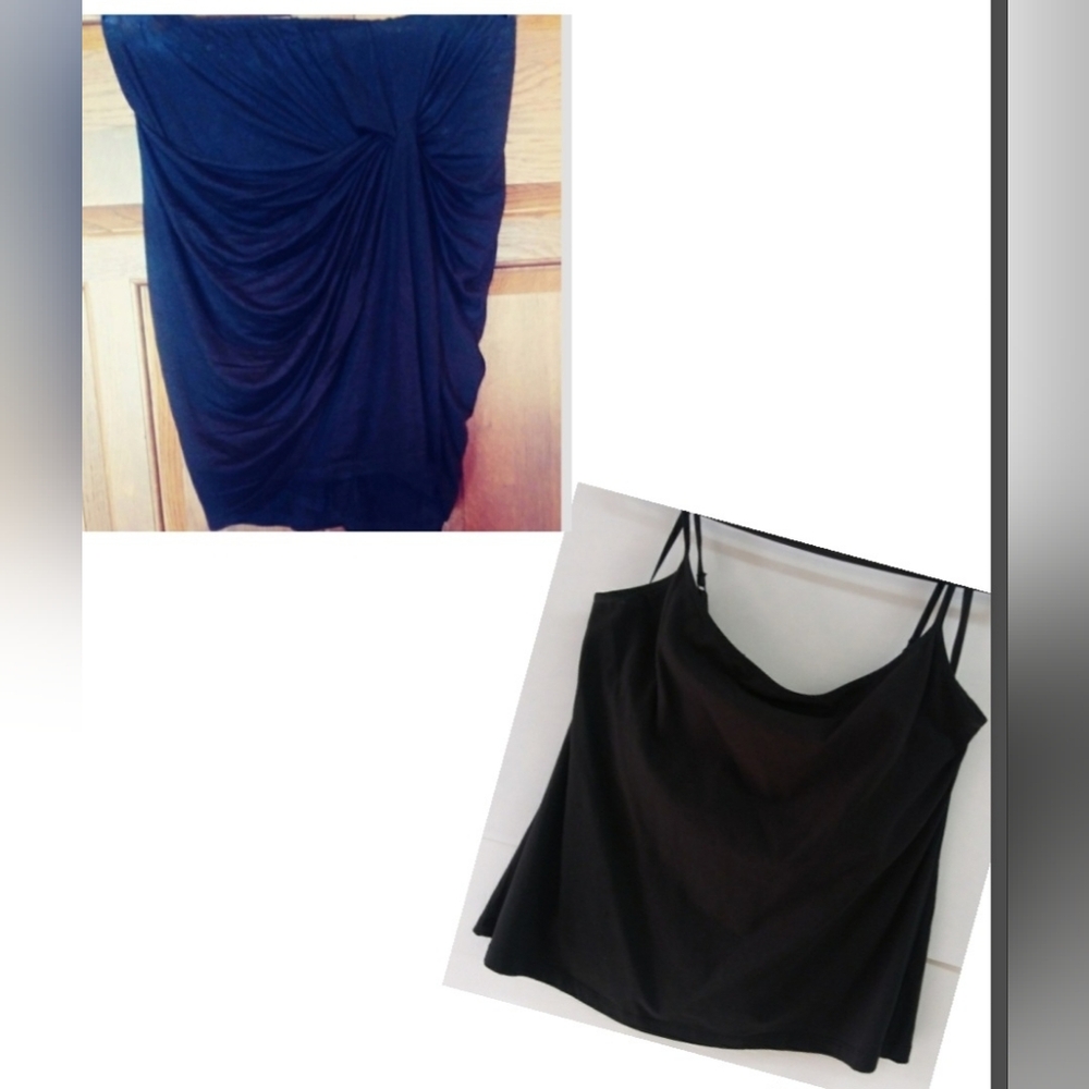 Black Ruched skirt and Tank Size M